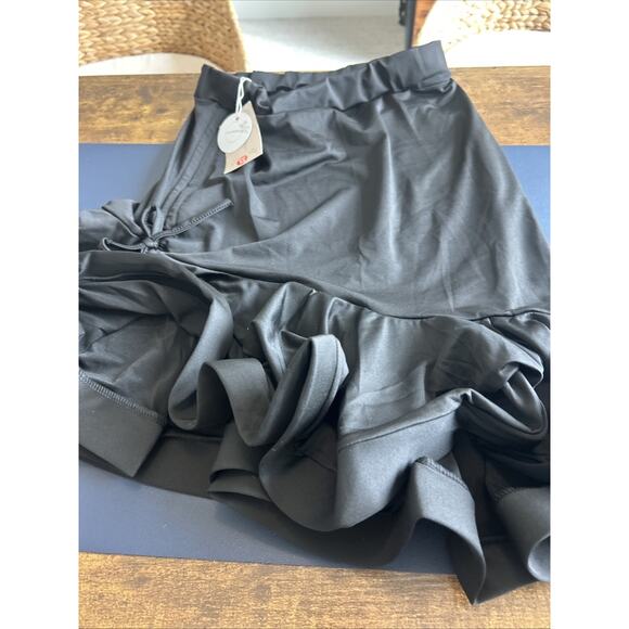 ELLYDOOR Women Ballroom Latin Dance Skirt Ruffle Hem Asymmetric High Low, Medium - Picture 13 of 14